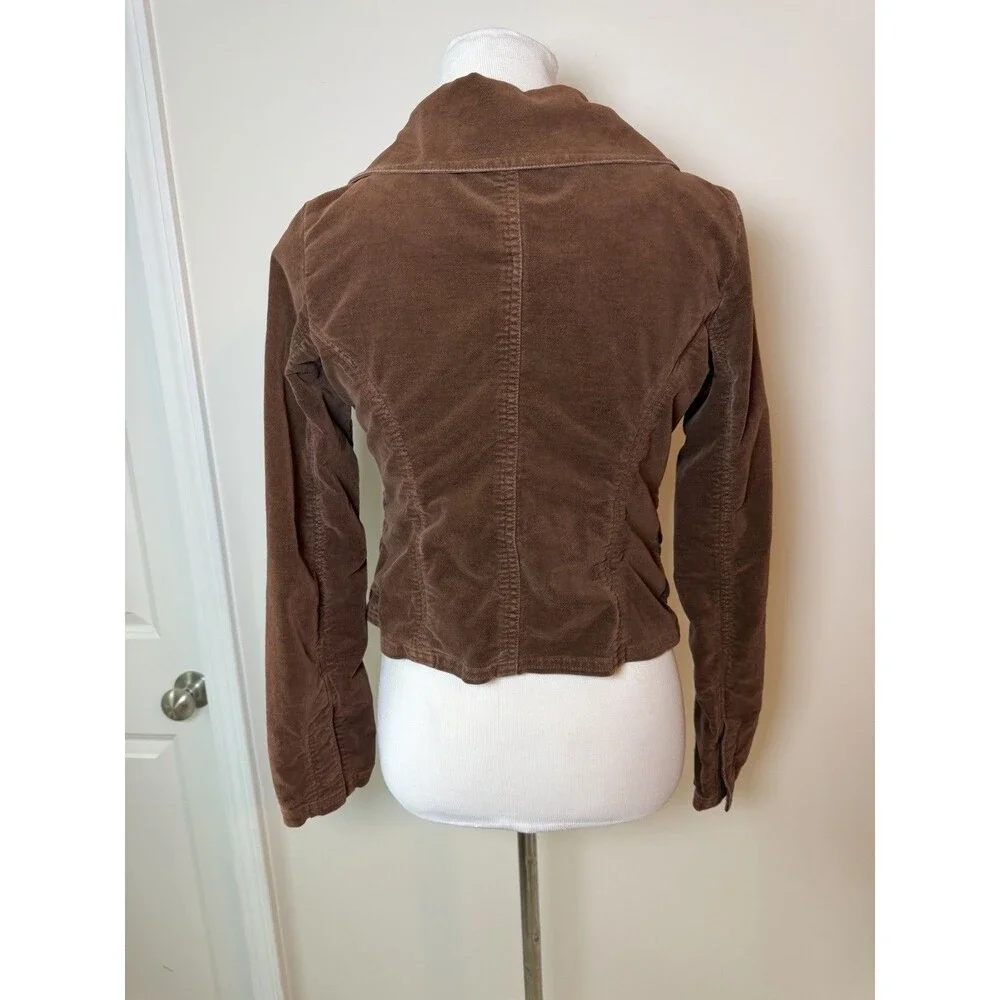 Vintage Y2K Free People Velvet Tie Front Blazer Jacket XS Brown Boho Romantic